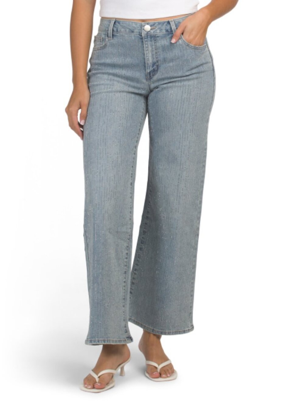 1822 DENIM Rhinestone Wide Leg Jeans